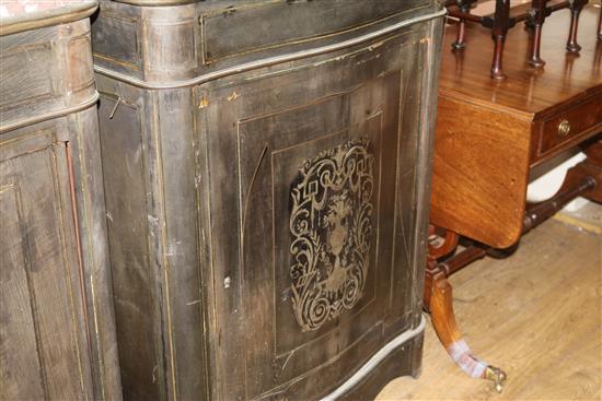 A pair of boulle style marble top cabinets W.80cm